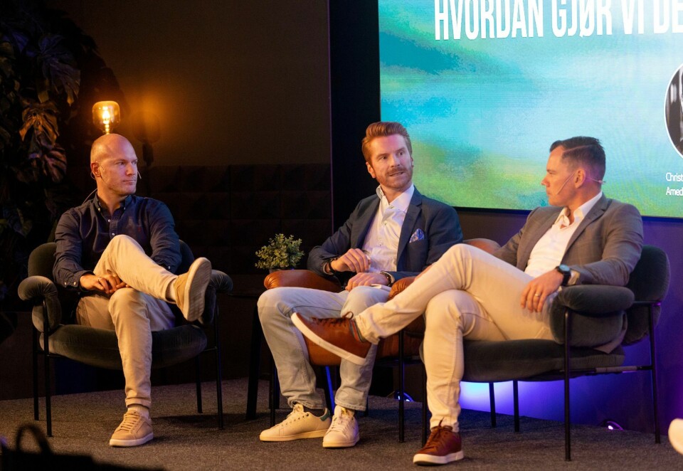 Garantert sammen: Jeppe Skageng i TV 2, Anders Halvorsen i Finn.no og Christian Thu i Amedia merker konkurransen fra de amerikanske teknologiselskapene daglig. Nå har de gått sammen med Mediahub om det nye annonseproduktet Garantert sett, men det blir uten Schibsted. Foto: Eivor Eriksen.