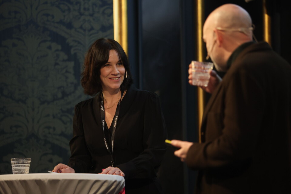 KURSHOLDERE: Lillian Wallin og Øivind Eide avbildet under sitt foredrag på Content Marketing-dagen i januar. Foto: Eivor Eriksen.