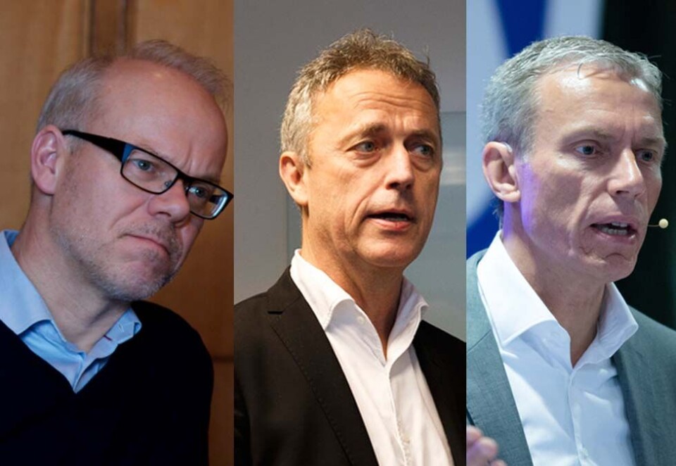 Hvem skal ut?Før jul vil Amedia-sjef Are Stokstad velge et teknologsamarbeid med enten Google Norge-sjef Jan Grønbech eller Schibsted-sjef Rolv Erik Ryssdal. Forhandlingene pågår fortsatt. Foto: NTB Scanpix.