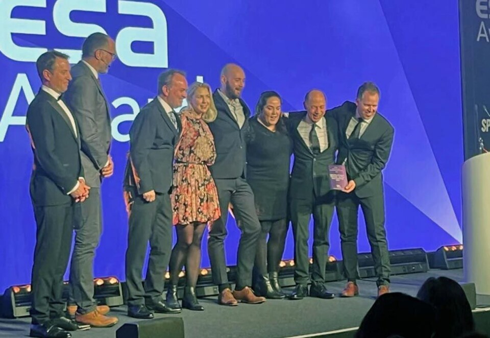 Sponsorvinnere: Bama og NFF vant i kategorien for «Event of the year» under «EM i sponsing» i London (ESA Awards 2024) torsdag kveld.