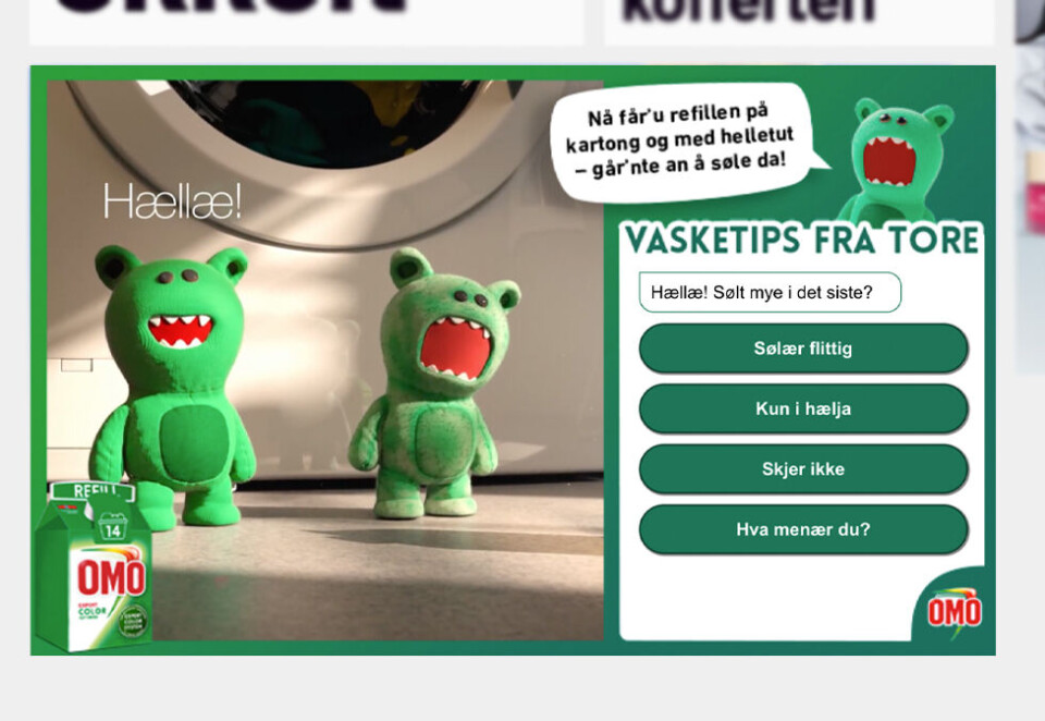 Stillbilde fra Conversational Video Banner-annonsen til OMO.