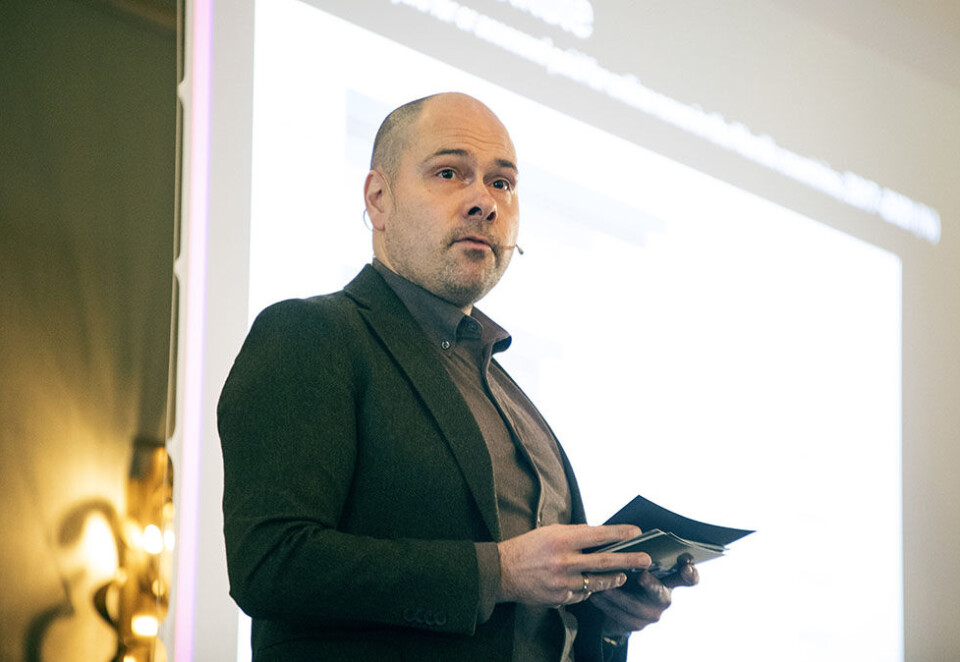 Vil ha mer trykk på trykkeri-salg: Konsernsjefen i Amedia, Anders Opdahl, må ta stilling til hva han skal gjøre med sine trykkerier i Russland. Her Opdahl på Kampanjes store mediekonferanse Media Business i novemberi fjor. Foto: Eivor Eriksen.