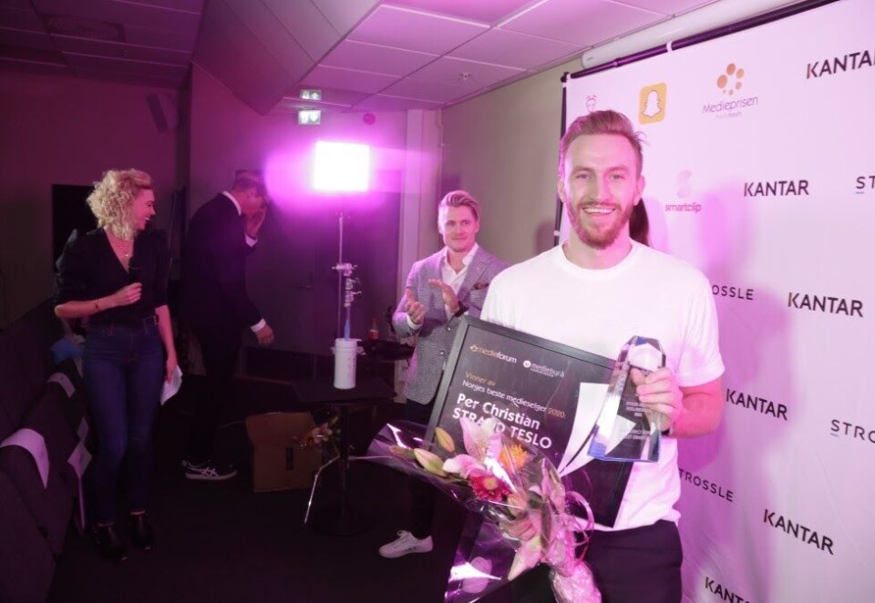 FJORÅRETS VINNER: Per Christian Strand Teslo mottok prisen for Norges Beste Medieselger i 2020.