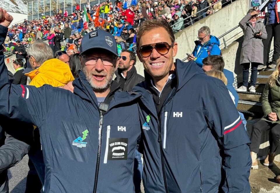 Stjernepar: Norges mestvinnende alpinist Kjetil André Aamodt og tidligere proffsyklist Thor Hushovd, jobber for at alpin-VM i 2029 skal havne i Norge. Her under en World Cup-åpning i Sölden. Foto: Narvik 2029