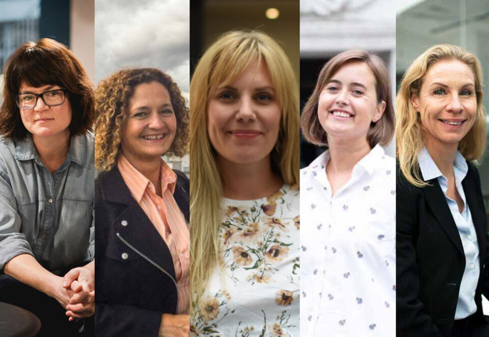 Topp fem i teknologi- og designkategorien: De er alle kvinner og de styrer teknologi- og desingbyråene som gjør det best på Kampanjes Byråprofil. Fra venstre Beth Stensen, Ulla Persson Sommerfelt, Trine Harnes, Kristine Ildahl Bjørnstad og Birgitte Feginn Angelil.- Det er ikke nok å ha solid teknologisk forståelse eller å være teknisk kompetent, noe som kanskje tradisjonelt har ligget innenfor mannens sfære, sier Beth Stensen i Netlife.