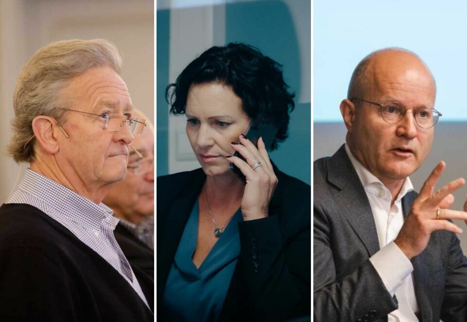 Redder ikke Solberg: PR-topper tror ikke Økokrims beslutning redder Solberg - Apriil-topp mener Erna fortsatt er stjerna. Fra venstre: Hans Geelmuyden, Guri Størvold og Trond Albert Skjelbred.