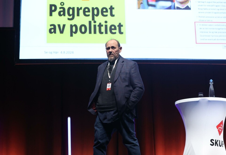Se og Hørs metode: Sjefredaktør Ulf André Andersen i Se og Hør fortalte om sine metoder for å få de beste historiene om kongefamilien på Skup-konferansen i Tønsberg fredag kveld. Foto: Eivor Eriksen