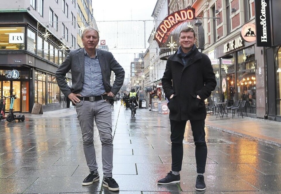 Hundre dager i drift: Avisa Oslo ble lansert av Norges største lokalaviskonsern, Amedia den 30. november. Her er ansvarlig redaktør i Avisa Oslo, Magne Storedal (t.v.) og styreleder Jostein Larsen Østring.