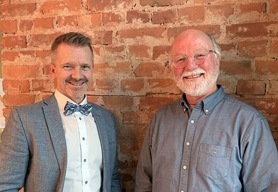 Nå og da: Daglig leder og største eier Henning Gustavsen i Grid Branding kan sammen med den første byrålederen i selskapet, Frank Myrseth, kan se tilbak på 40 lønnsomme år.