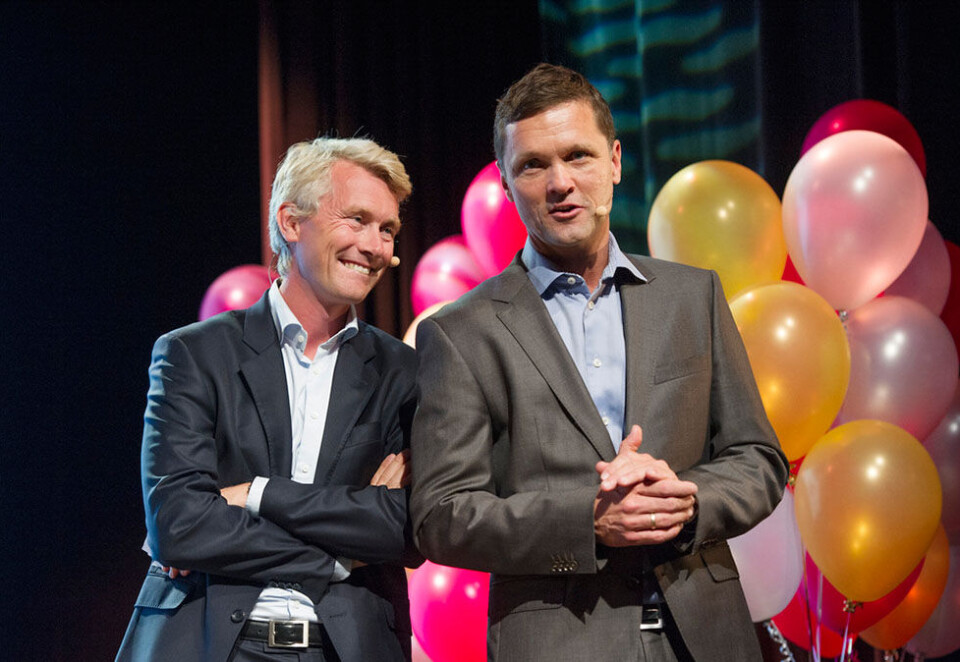 Angripes fra alle kanter: TV 2-sjef Olav T. Sandnes og programdirektør Jarle Nakken møter konkurranse på innhold på flere områder, nå sist fra Rema 1000. Foto: Marit Hommedal/NTB Scanpix.
