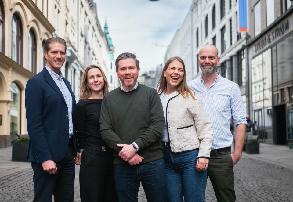 Ny ledelse: Fra venstre: Håkon Smith-Andersen, Head of Technology & Insight, Kristin Møllerplass ,ChiefCommercial Officer, Eirik Harildstad CEO, Celine Ness COO og Trygve Haldorsen, Head of Strategy & Insight.