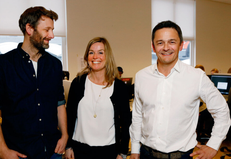Blir stadig flere: Janne Espevalen (i midten) var blant ny-rekrutteringene Anorak-sjef Torgeir Vierdal (til v) hentet inn da byrået vokste kraftig i fjor. Her er de avbildet sammen med Noa-toppsjef Thomas Høgebøl. Foto: Eivor Eriksen