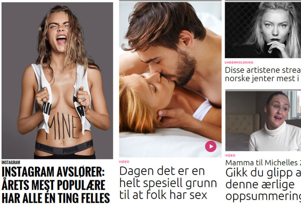 Nominert til Gullbarbie: - Vi mener disse sidene spiller på kjønnsrollemønster som hører fortiden til, sier Press om Side 2 og Side 3 i Nettavisen. Fotomontasje: Side 2/Side 3.