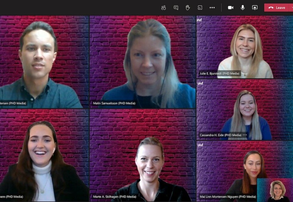Digital onboarding: Øverst fra venstre: Ole Tom Pettersen, Malin Samuelsson, Julie Bjurstedt, Emilie Skjennem, Marte Aakre Skilhagen, Cassandrar Eide, Mai Linn Mortensen Nguyen og Marie-Louise Alvær.