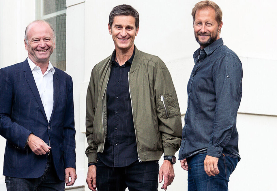 Slår seg sammen: Olav Øen, Fredrik Geelmuyden og Thomas Houge slår seg sammen for i et nytt selskap som skal utvikle innhold for både medier og annonsører. Pengene skal hentes fra annonsører og næringsliv. – Vi er ikke et nytt The Oslo Company, sier Fredrik Geelmuyden.