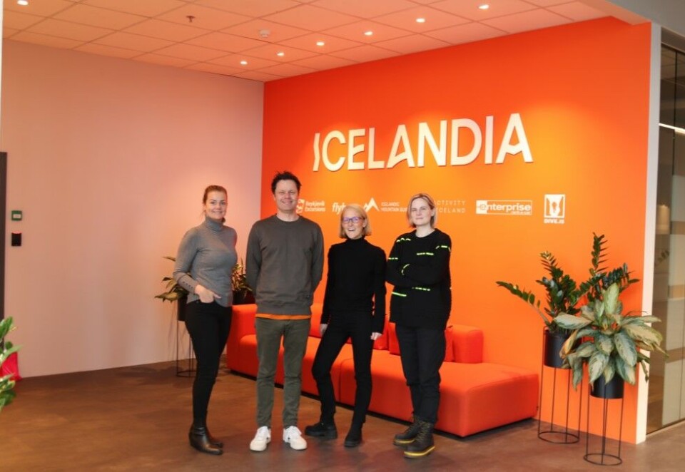 Sammen: Try Dig og Icelandia har funnet sammen. Nå lanserer de en ny bestillingsplattform. Her ved Inga Dis Richter (Icelandia), Kaare Øystein Trædal (Try Dig), Clair Linden (Try Dig) og Kristin Manuelsdottir (Icelandia).