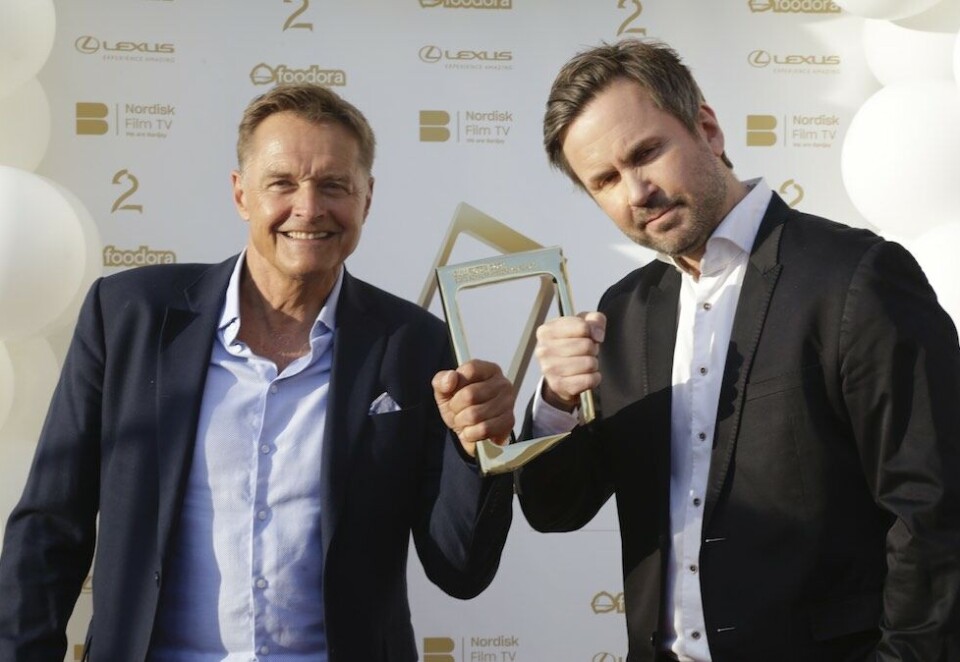 Gullgutter: Dag Otto Lauritzen (til venstre) og Kristian Ødegård har skutt gullfuglen med realityserien «Kompani Lauritzen» og belønnes med Gullruten. Foto: Eivor Eriksen