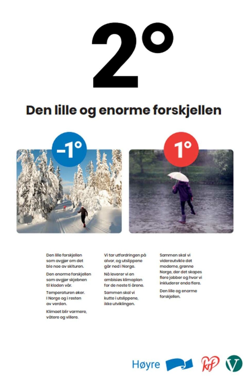 Regjeringsreklame: Slik ser annonsen til de tre regjeringspartiene Høyre, KrF og Venstre ut. Annonsen står på trykk i flere av landets største aviser i dag og det er Høyres kampanjeavdeling som har laget den.