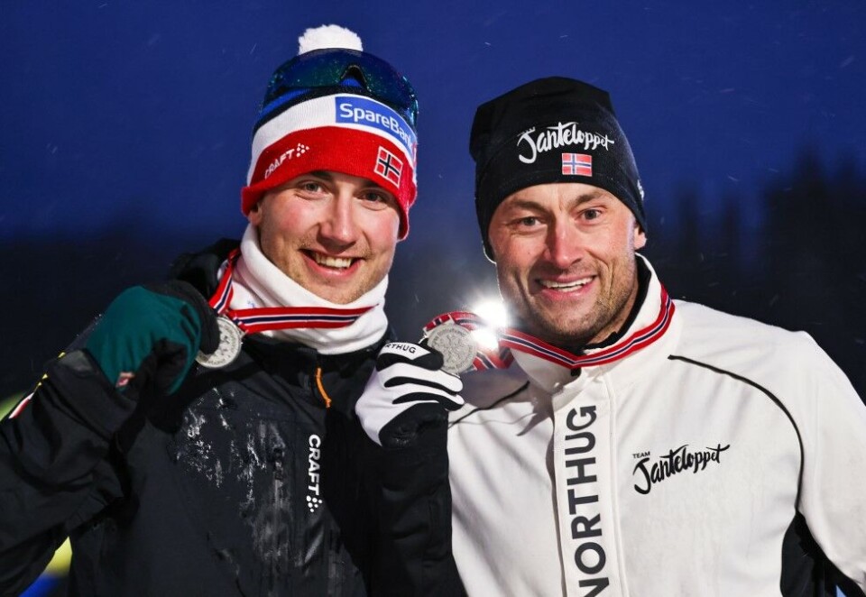 Tok sølv: Brødrene Even (t.v) og Petter Northug tok sølv i langsprinten torsdag. Foto: NTB.