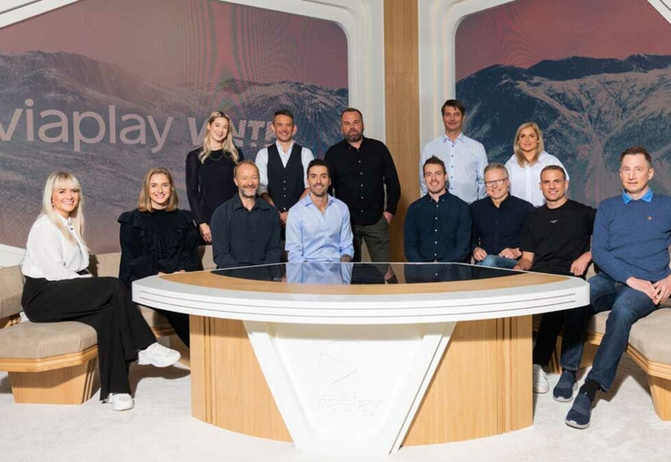 Lav kvinneandel i studio: Vintersportkrigen mellom Viaplay og NRK er i gang. men en sjekk Kampanje har gjennomført viser at andelen kvinnelige kommentatorer, eksperter og programledere er lav. - Dette er noe av det daglige vi jobber med, vi må komme oss opp på 50 prosent, sier sportssjefen i Nent. Foto: Viaplay.