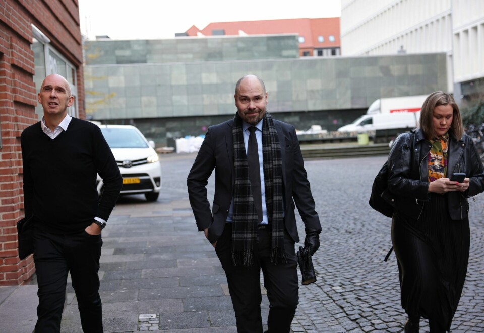 På dansketur: Rådgiver Frank Gander, konsersjef Anders Opdahl og kommunikasjonsdirektør Marte Ingul hadde allerede jobbet lenge med å kjøpe Berlingske da det skal ha gått opp for konkurrentene at noe var på gang i Danmark. Foto: Kristian Ridder-Nielsen / Amedia