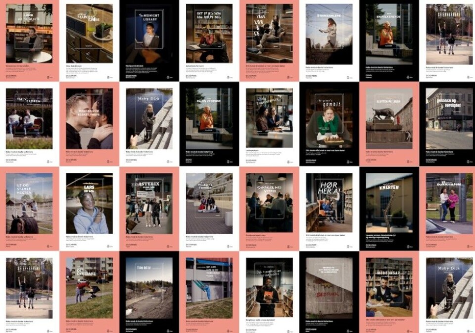 Lokale historier: Hvert lokalbibliotek har fått hver sin plakat. «Da Kafka besøkte Romsås mens Ibsen hang på Linderud-senteret», skriver Anti om kampanjen.