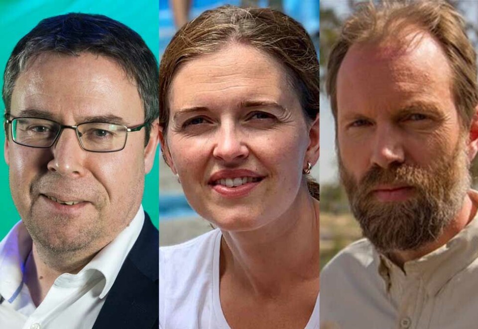 Forberedt på uro: Nyhetsredaktør Espen Hansen i Dagbladet, Tora Bakke Håndlykken i VG og utenrikssjef Sigurd Falkenberg Mikkelsen i NRK. Foto: NTB/privat/NRK.