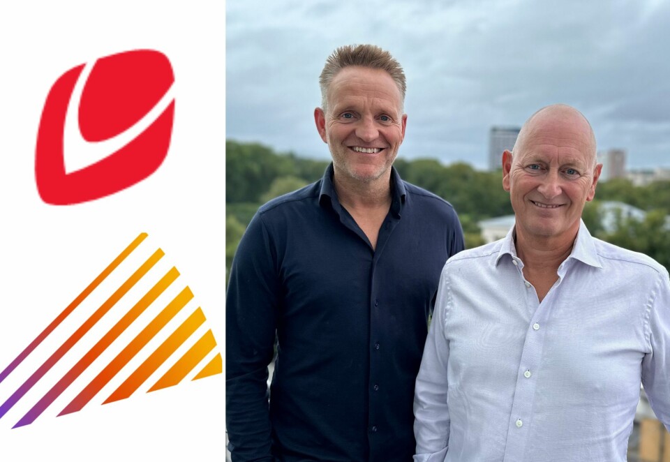 Skal ha ny logo: I mai skal den nye visuelle identiteten og logoen til Sparebanken Norge avsløres. Her ser du de to logoene slik de er i dag og de to konsernsjefene i henholdsvis Sparebanken Vest og Sparebanken Sør, Jan Erik Kjerpeseth og Geir Bergskaug. Kjerpeseth blir også konsernsjef i den nye banken.