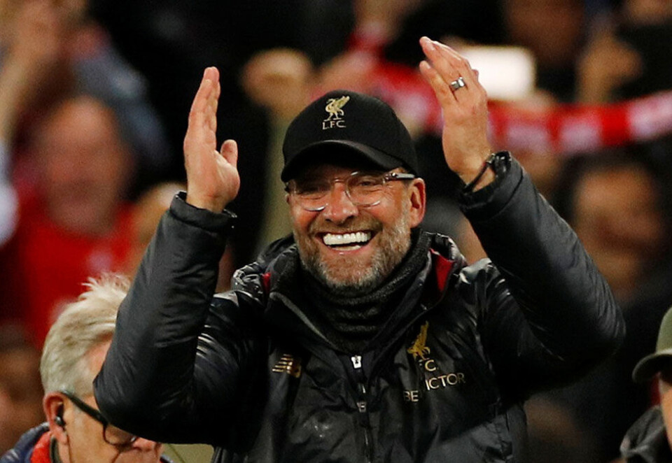 Historisk kamp: Liverpool-manager Jürgen Klopp kunne juble etter lagets storseier over Barcelona i Champions League. Foto: NTB Scanpix.