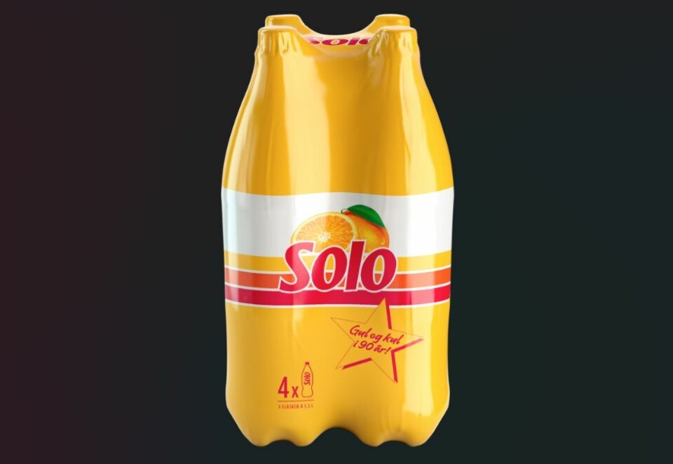 40 år gammelt design: I 1984 var det dette designet som prydet Solo. I juli og august er designet på nytt tilbake på flaskene for å hedre merkevaren som fyller 90 år i år. Foto: Ringnes