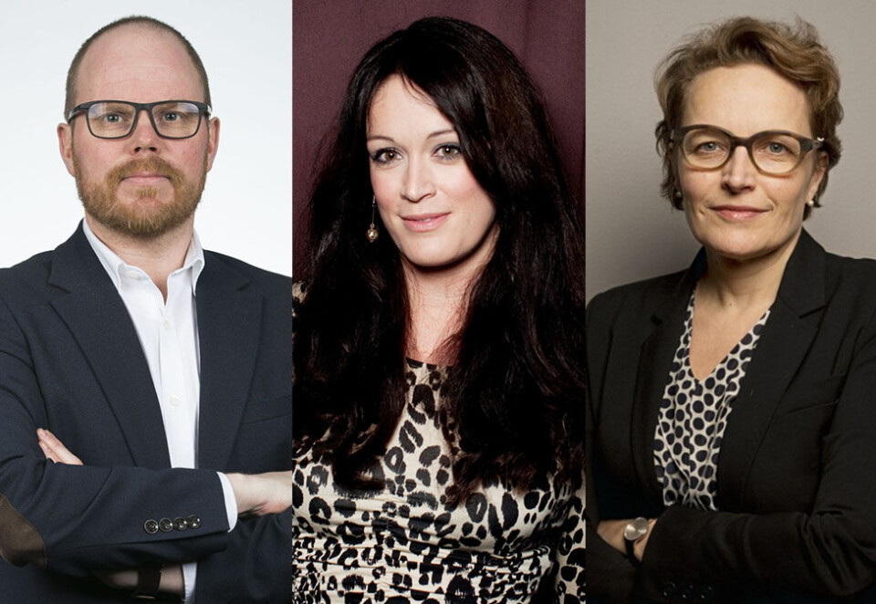 Nominerte: VG-redaktør Gard Steiro, KK-redaktør Ingeborg Heldal og DN-redaktør Gry Egenes kan vinne prisen årets redaktør.
