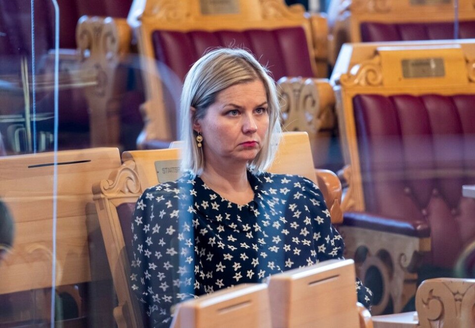 Skrur av TV'en: Venstre-leder Guri Melby sier hun ikke vil se på fotball fra Qatar når VM sparkes i gang søndag. Foto: NTB.