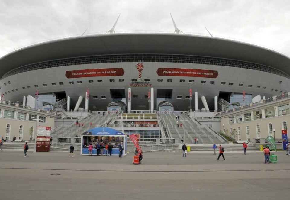 Flyttes: Stadion i St. Petersburg skulle egentlig vært finalearena for Mesterligafinalen. Nå er finalen flyttet til Frankrike og Paris. Foto: AP Photo/Pavel Golovkin