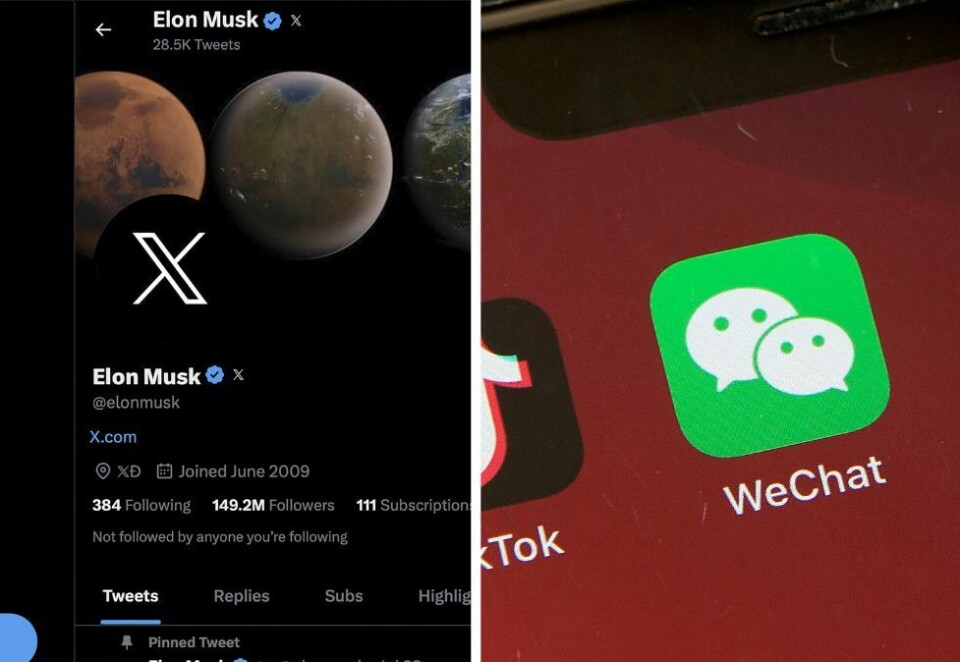 - Sårbare: Milliardæren Elon Musk ønsker å gjøre X om til en «altmulig-app». Flere trekker paralleller til den kinesiske meldingstjenesten WeChat. - Å samle alle opplysninger om oss på ett sted kan gjøre oss sårbare, mener seksjonssjef i Datatilsynet, Tobias Judin. Foto: NTB