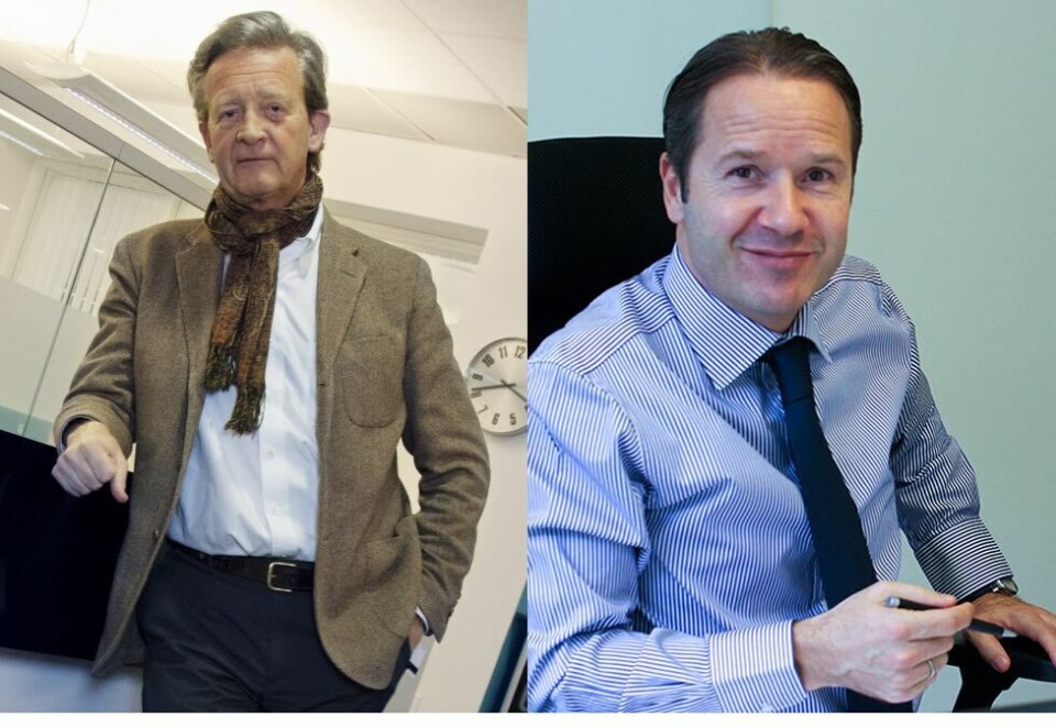 Vil selge: Hans Geelmuyden (til venstre) forbereder et salg av livsverket sitt. Lars Erik Grønntun bekrefter overfor Finansavisen at det pågår en dialog om en investering i selskapet. Foto: Eivor Eriksen
