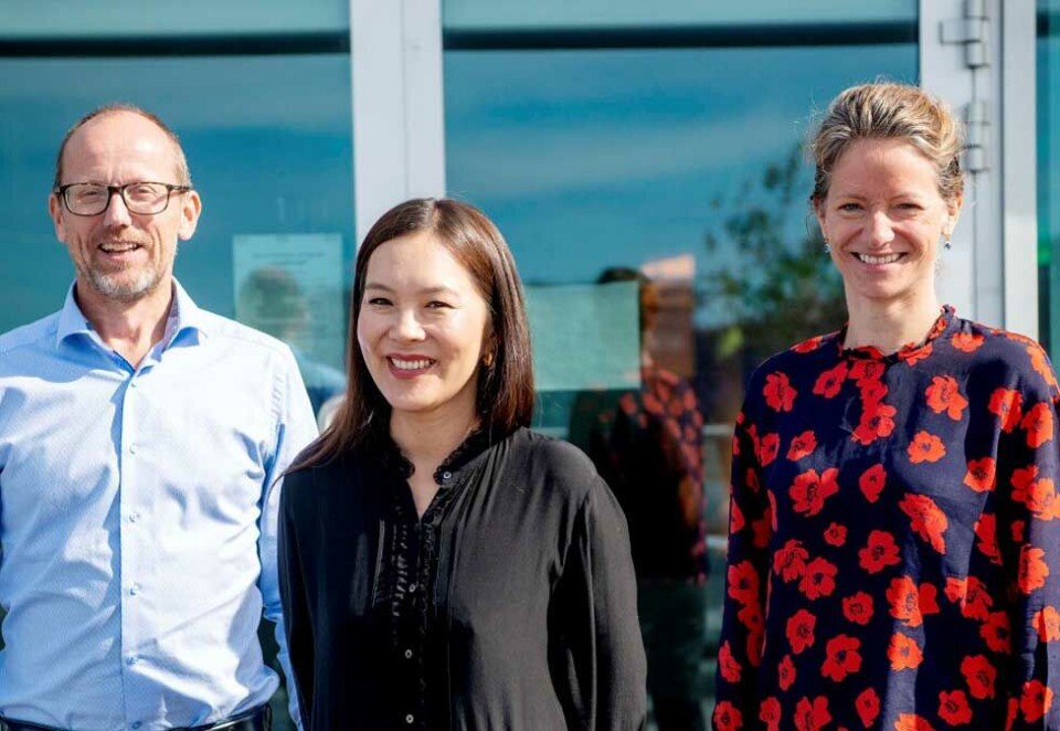 Morgenbladet bytter «hjem»: Konsernsjef i Mentor Medier, Per Magne Tveiten blir den nye store eieren i Morgenbladet. Fra før eier Mentor Medier blant annet Dagsavisen og Vårt Land. Her er Tveiten sammen med Morgenbladet-publisher Sun Heidi Sæbø og konsernsjef i NHST Media Group, Hege Yli Melhus Ask, som selger aksjene. Foto: NHST