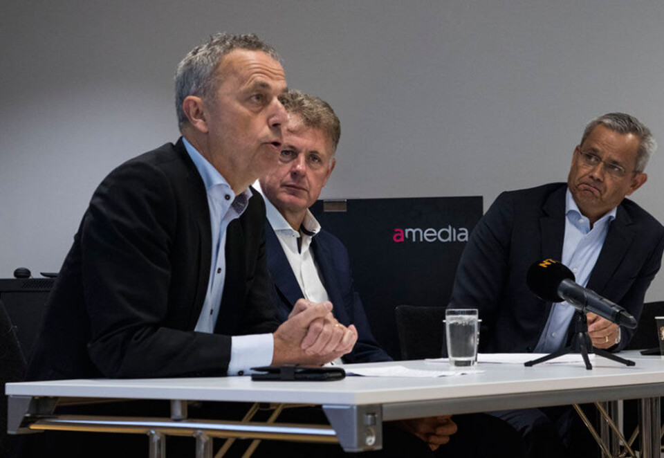 Øker digitalt: Konsernsjef Are Stokstad i Amedia sammen med Nettavisen-publisher, Gunnar Stavrum (i midten). Også Nettavisen har kastet seg på den digitale abonnementskarusellen og er den avisen som øker mest i opplag. Til høyre tidligere Egmont-topp Espen Asheim.