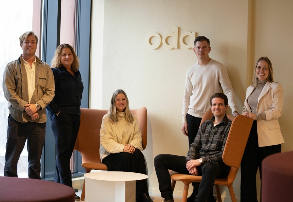 Ny kurs: Fra venstre: Bjørn Lindgren (Hearts & Science), Britt Skjeppestad (PHD), Beate Stangeland Eide (Omnicom), Andreas Boman (Mathem), Thomas Rydgren (Oda) og Nina Mikaelsen (Oda), på workshop hos Oda på Tøyen. Foto: Oda