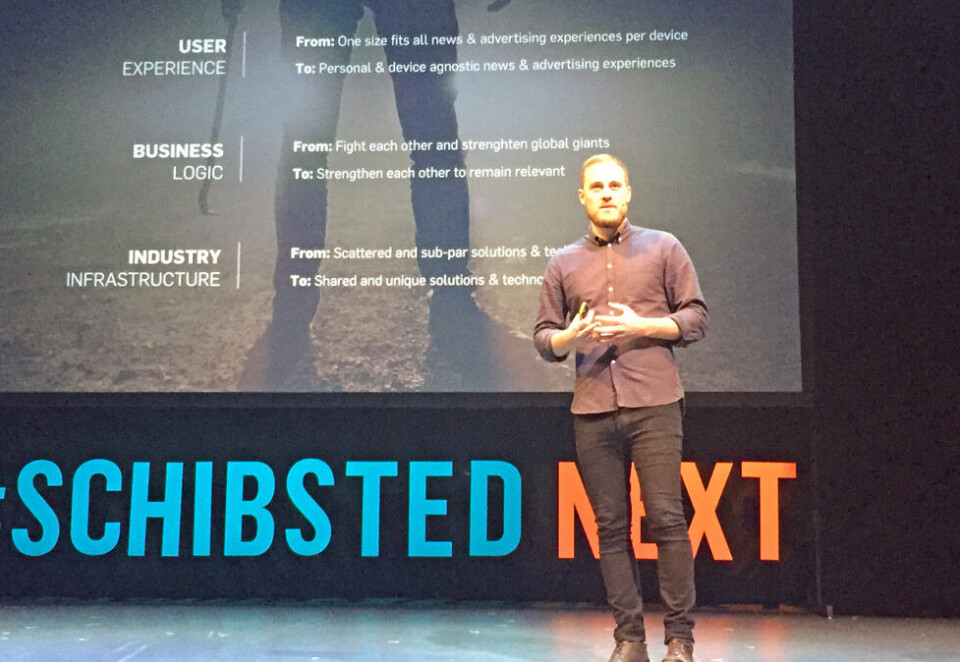 Snakket på Schibsted-konferanse: På Schibsted Next-konferansen denne uken lettet prosjektleder for neste generasjons nyhetsprodukter i Schibsted, Espen Sundve, litt på sløret.