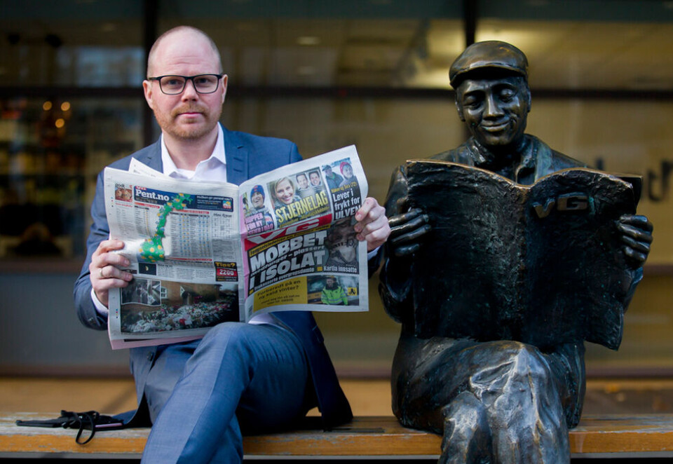 Ny VG-sjef: - Den viktigste utfordringen for meg blir å styrke journalistikken og vi vil stå overfor mer omstilling og flere endringer, slik bransjen for øvrig gjør, sier Gard Steiro, som rykker opp fra stillingen som nyhetsredaktør til jobben som publisher i VG. Foto: Cornelius Poppe/NTB Scanpix.