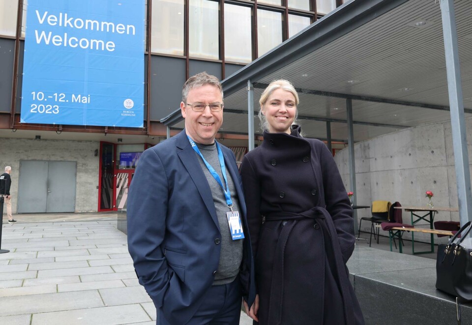 Utfordrere på mediekonferanse: Under mediekonferansen Nordiske Mediedager kunne nyhetsredaktør Frode Hansen og sjefredaktør Alexandra Beverfjord fortelle om sterk trafikkutvikling for avisen. Ferske tall fra MBL og Kantar viser at Dagbladet-toppene utfordrer erkerivalen VG i stadig større grad. Foto: Eivor Eriksen.