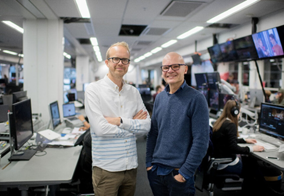 Opprykk i VG: Rolf Sønstelie(t.h.) er ny redaktør og Thomas Manus Hønningstad ny administrerende direktør i VGTV. Foto: Gøran Bohlin/VG.