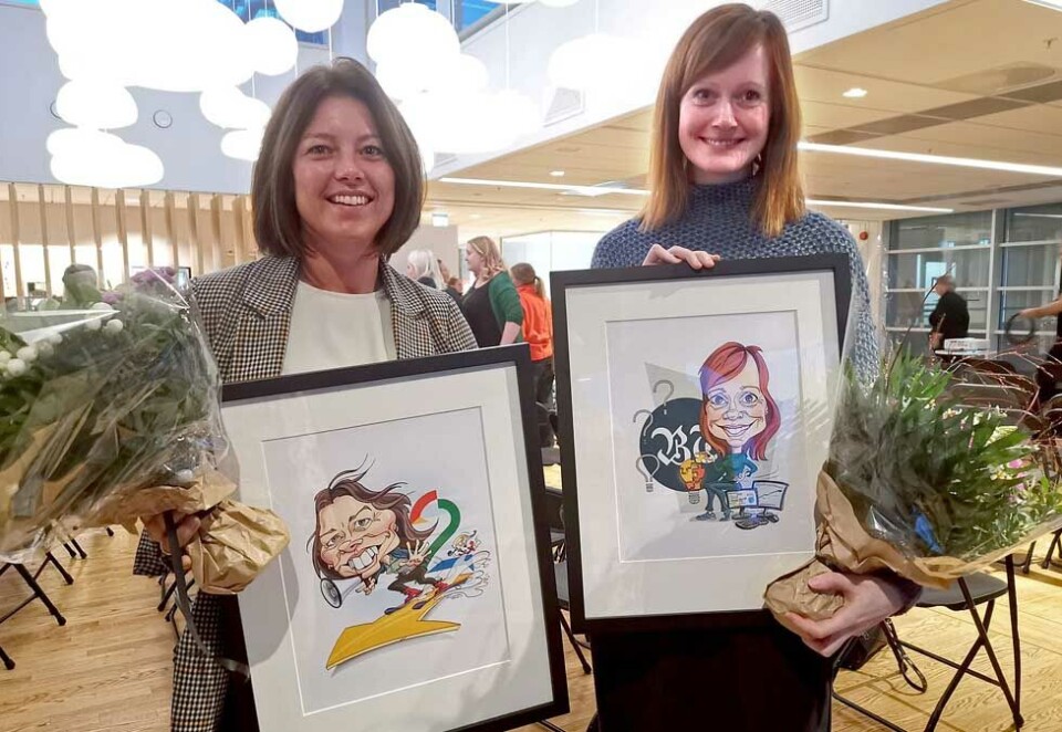 Fjorårsvinnerne: Fjorårets vinnere av Medienettverkets lederpriser var Sarah C. J. Willand fra TV 2 og Grethe Wiig Samdal fra Bergens Tidende. Foto: Siv Storløkken.