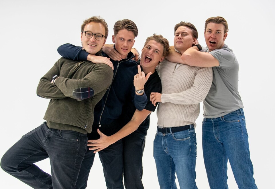 Gutta: Fem av Norges største mannlige influensere har samlet krefter i Gutta. Fra venstre: Snorre Klanderud, Sebastian Brevik, Henrik Viken, Henrik Oven og Oskar Westerlin.