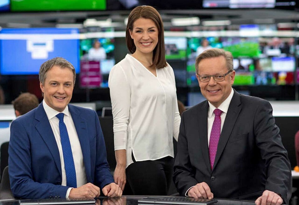 Splitter opp: Sturla Dyregrov, Siri Kleiven Strøm og Arill Riise har ledet nyhetssendingene på TV 2 de siste årene. Nå slutter Strøm som fast programleder av TV 2s hovedsendinger på nyhetene. Foto: TV 2.