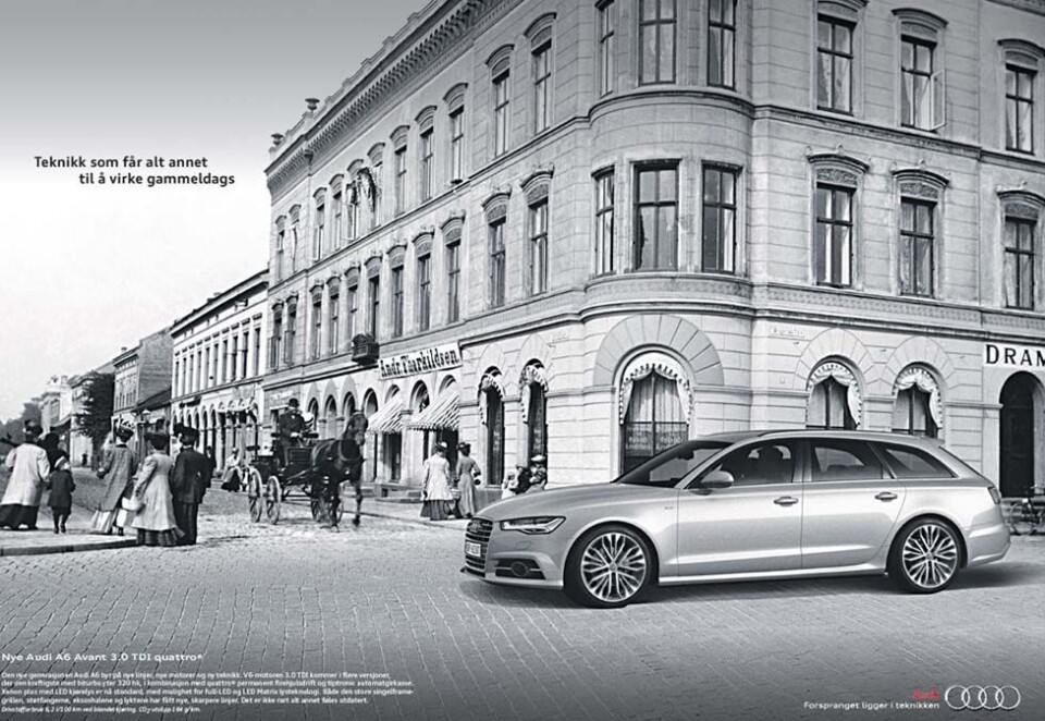 Vant: Denne annonsen for Audi sto på trykk i Drammens Tidende og vant Amedias «Tett På»-konkurranse.