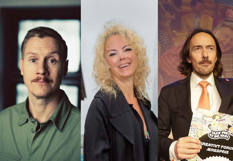 Bygger kreative kulturer: De kreative lederne Linus Hjellström, Linda Nordheim og Øyvind Waage mener hjemmekontor kan føre til dårligere arbeidsmiljø. - Men vi må klare å skape en arbeidskultur, selv om vi mister samtalene, kaffepraten og det man plukker opp på kontoret, sier Nordheim. Foto: Eivor Eriksen/SMFB.