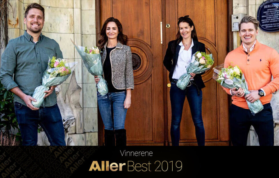 Bilde fra fjorårets vinnere, som vant med caset til Talkmore. Et case som har mottatt totalt syv utmerkelser gjennom Medieprisen, Gulltaggen og Anfo Effekt – hvorav to gull i Medieprisen. F. v.: Carl-Adam Sjölander – OMD, Anniken Aas-Jakobsen – OMD, Christine Henriksen Aanestad – Talkmore, og Martin Wenstad Janssen – Aller Media. FOTO: Thomas Rasmus Skaug