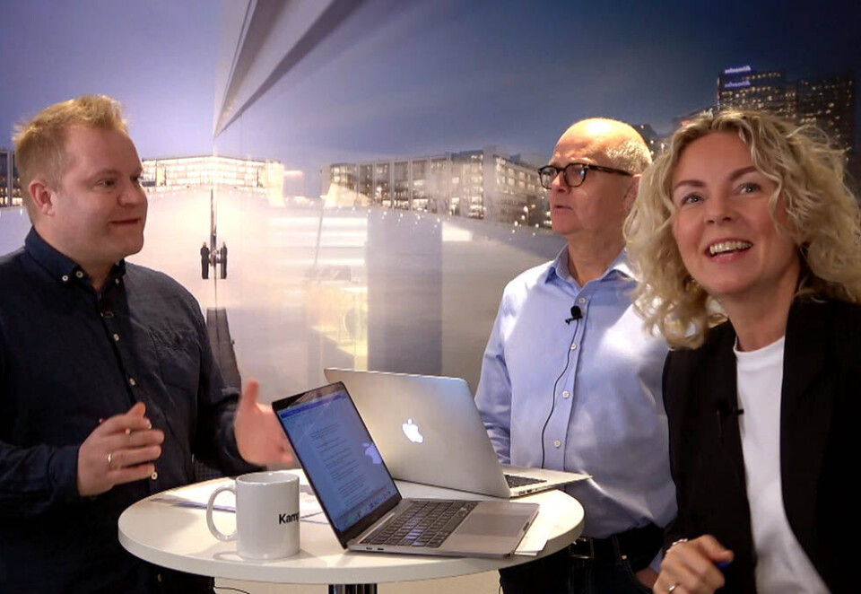 Nytt konsept: Lars E. Olsen (til venstre) og Alf B. Bendixen er «Professoren & Praktiker'n». Janne Brenda Lysø er første gjest i det nye TV- og podkast-konseptet. Se første episode eller lytt til podkasten her.