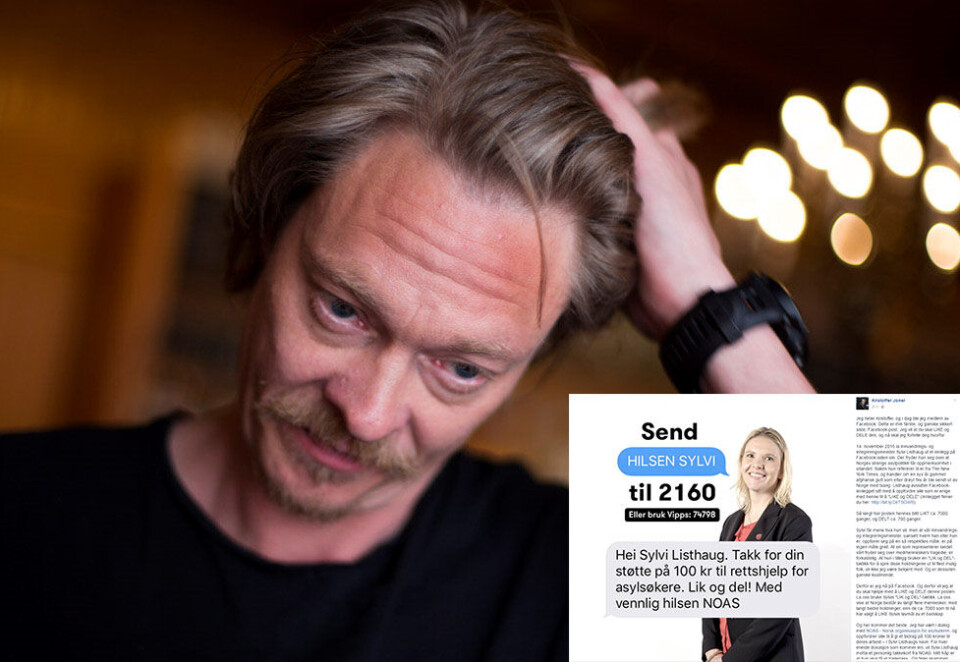 Kontroversiell: Skuespilleren Kristoffer Joners oppfordring om å donere 100 kroner til NOAS i Sylvi Listhaugs navn, har skapt stor debatt i dag. Foto: NTB Scanpix/Håkon Mosvold Larsen.